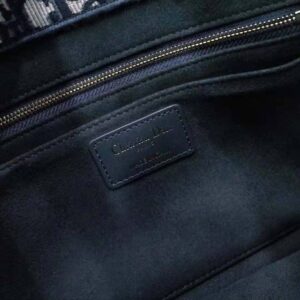Dior Women Small Dior Book Tote Blue Dior Oblique Embroidery and Calfskin