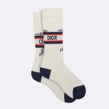 Dior Women Socks White and Ecru Dior Oblique Cotton Blend