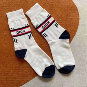 Dior Women Socks White and Ecru Dior Oblique Cotton Blend