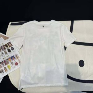 Dior Women T-Shirt White Cotton Jersey with Pastel Midnight Blue Toile de Jouy Mexico Motif
