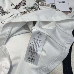 Dior Women T-Shirt White Cotton Jersey with Pastel Pink Toile de Jouy Mexico Motif
