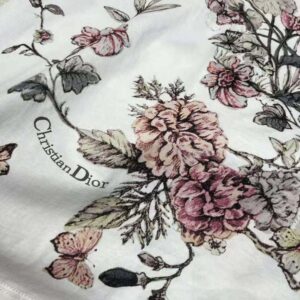 Dior Women T-Shirt White Cotton Jersey with Pastel Pink Toile de Jouy Mexico Motif