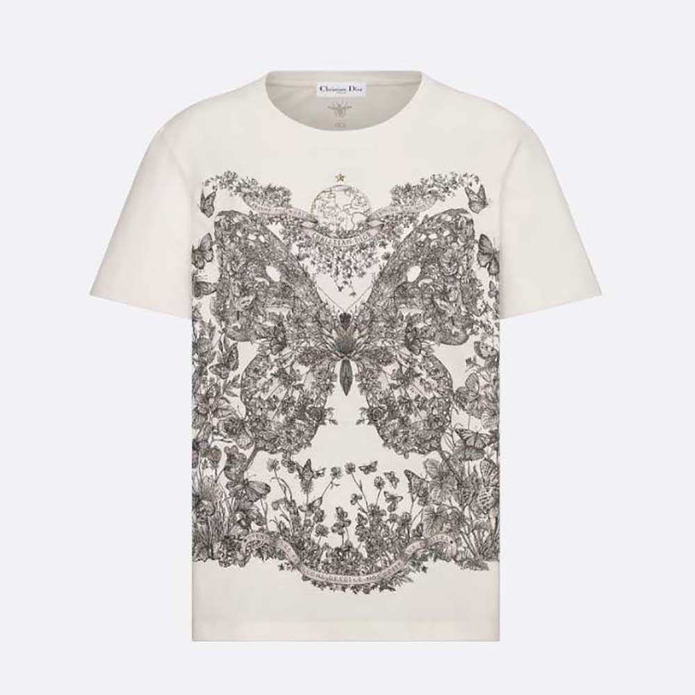 Dior Women T-Shirt White Cotton and Linen Jersey