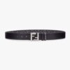 Fendi Men FF Rounded Belt Black Leather Reversible-Silver 8 Fendi Men FF Rounded Belt Black Leather Reversible-Silver