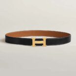 Hermes Men H Belt Buckle & Reversible Leather Strap 32 mm-Black