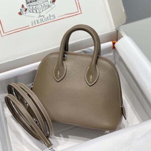 Hermes Unisex Bolide 1923 Bag in Epsom Calfskin-BrownSilver
