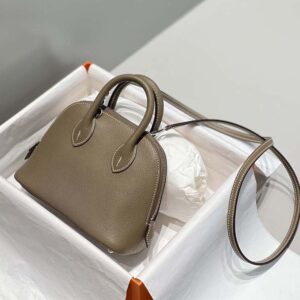 Hermes Unisex Bolide 1923 Bag in Epsom Calfskin-BrownSilver