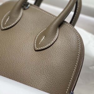 Hermes Unisex Bolide 1923 Bag in Epsom Calfskin-BrownSilver