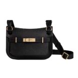 Hermes Women Jyspiere in Evercolor Leather-Black/Gold