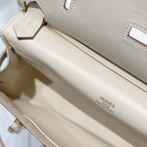 Hermes Women Jyspiere in Evercolor Leather-White/Gold