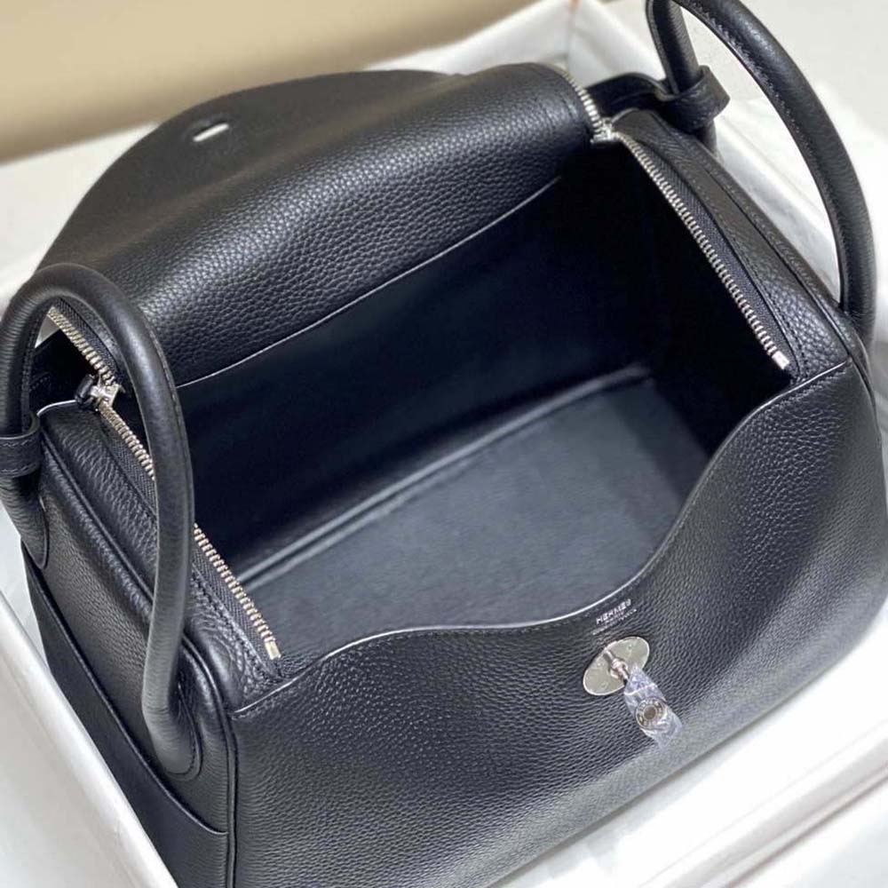Hermes Women Lindy 26 in Clemence Leather-Black 8 Hermes Women Lindy 26 in Clemence Leather-Black