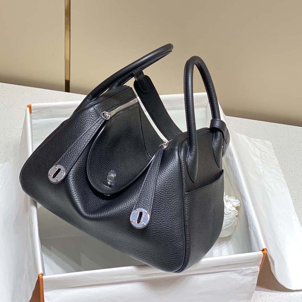 Hermes Women Lindy 26 in Clemence Leather-Black 4 Hermes Women Lindy 26 in Clemence Leather-Black