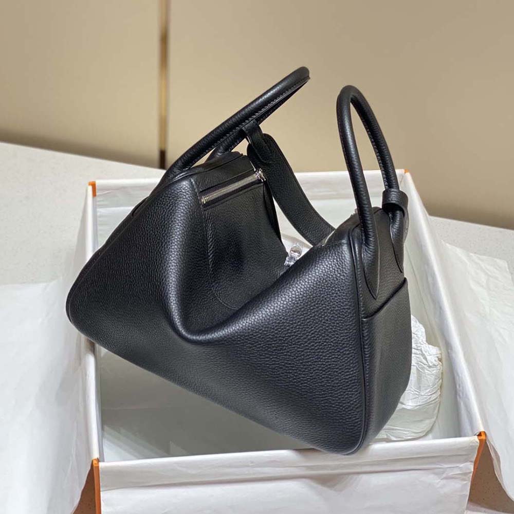 Hermes Women Lindy 26 in Clemence Leather-Black 5 Hermes Women Lindy 26 in Clemence Leather-Black