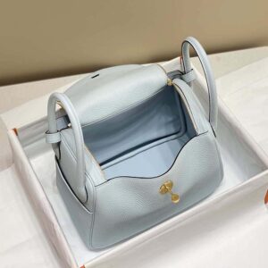 Hermes Women Lindy 26 in Clemence Leather-Blue