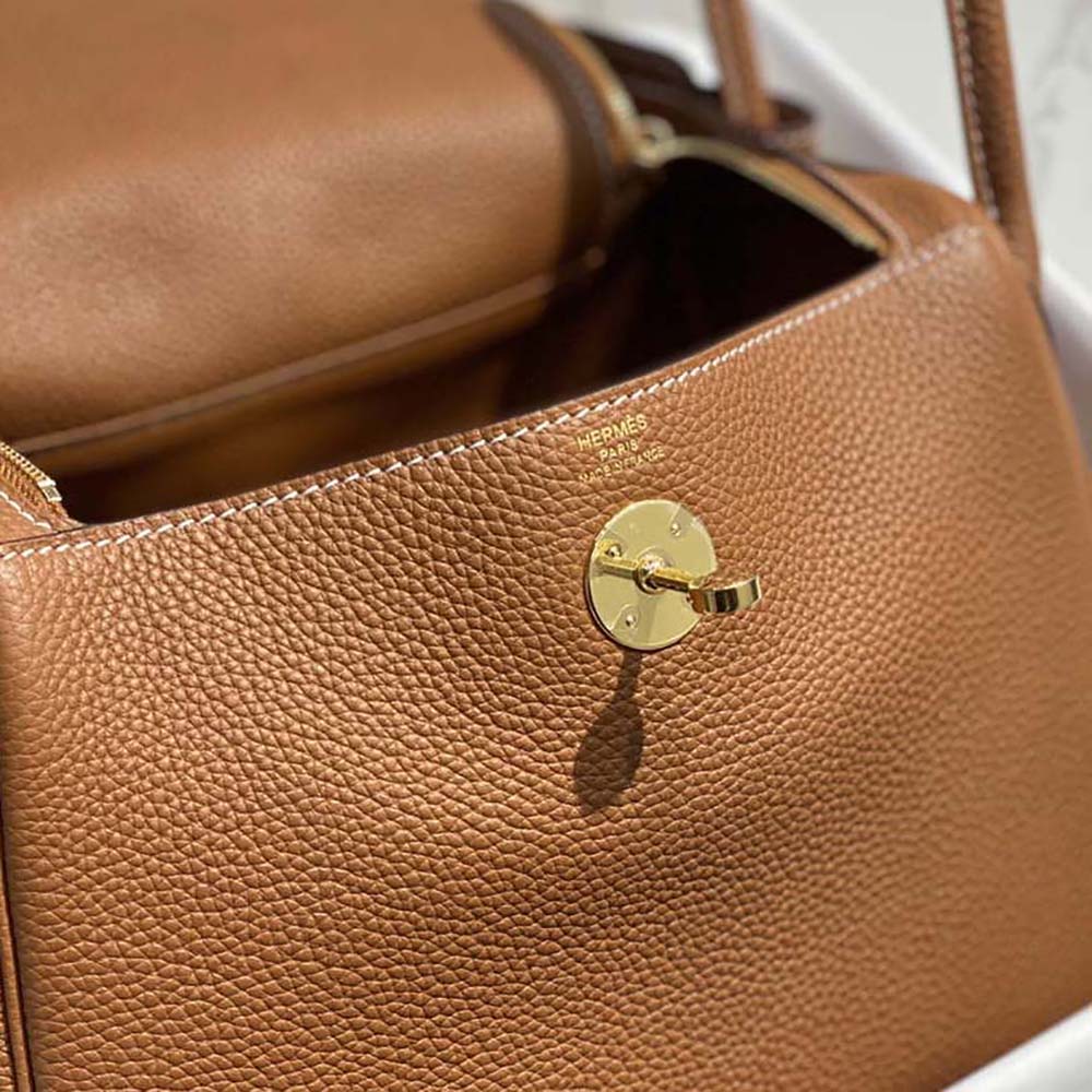 Hermes Women Lindy 26 in Clemence Leather-Brown 7 Hermes Women Lindy 26 in Clemence Leather-Brown