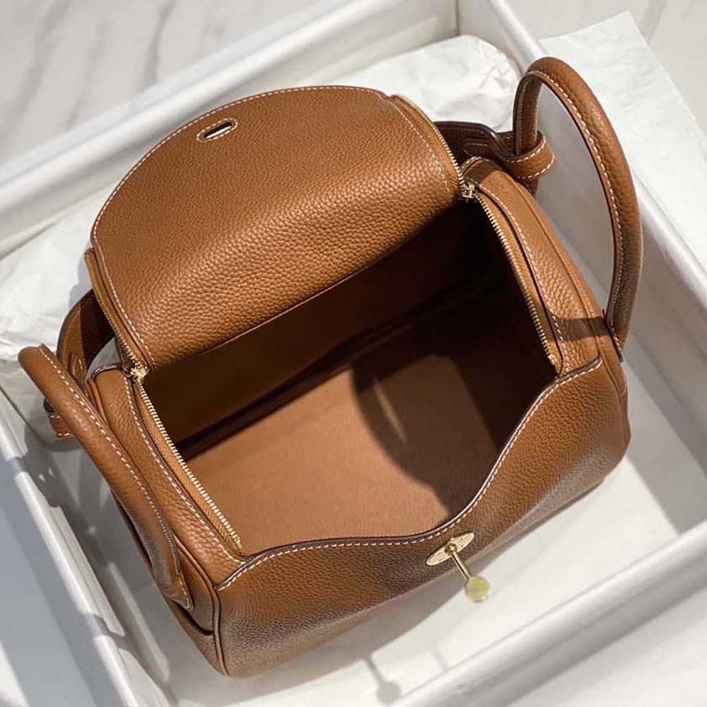 Hermes Women Lindy 26 in Clemence Leather-Brown 6 Hermes Women Lindy 26 in Clemence Leather-Brown