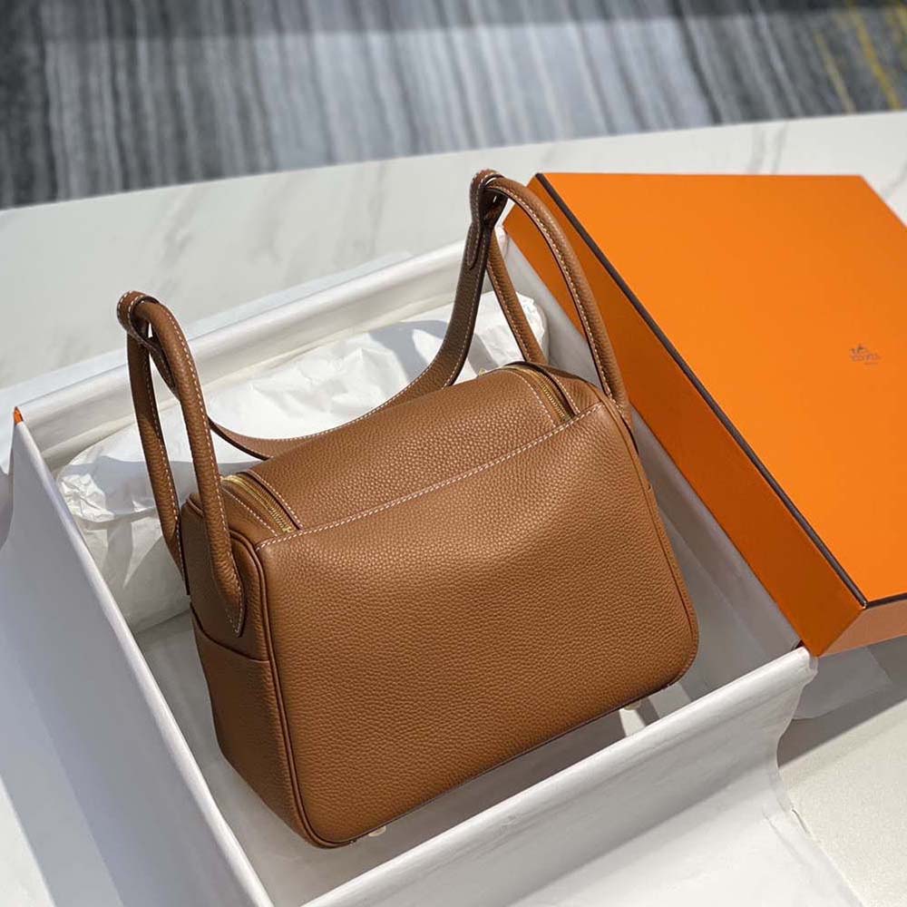 Hermes Women Lindy 26 in Clemence Leather-Brown 3 Hermes Women Lindy 26 in Clemence Leather-Brown