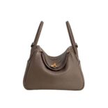 Hermes Women Lindy 26 in Clemence Leather-Gray/Gold