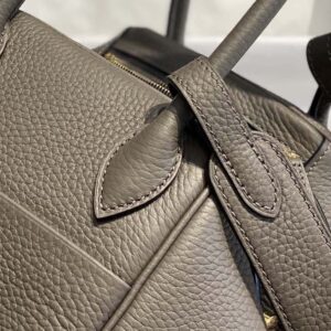 Hermes Women Lindy 26 in Clemence Leather-Gray/Gold