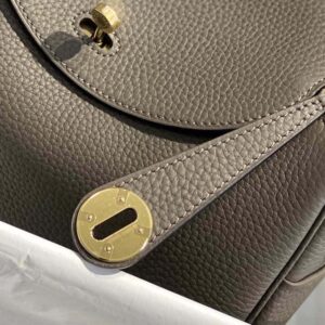 Hermes Women Lindy 26 in Clemence Leather-Gray/Gold