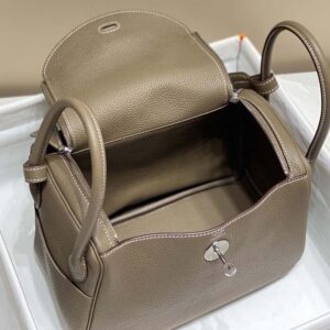 Hermes Women Lindy 26 in Clemence Leather-Gray/Silver
