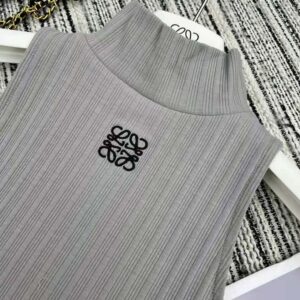 Loewe Women High Neck Top in Cotton Blend-Silver S359Y23X8