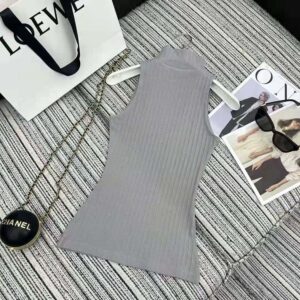 Loewe Women High Neck Top in Cotton Blend-Silver S359Y23X8