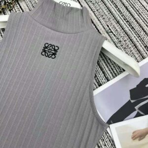 Loewe Women High Neck Top in Cotton Blend-Silver S359Y23X8