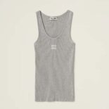 Miu Miu Women Cotton Knit Tank Top-Silver MMV186