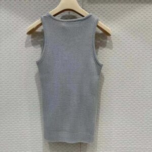 Miu Miu Women Cotton Knit Tank Top-Silver MMV186