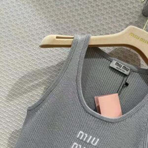 Miu Miu Women Cotton Knit Tank Top-Silver MMV186