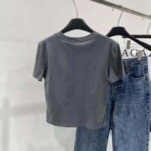 Miu Miu Women Garment-dyed Jersey T-shirt with Embroidered Logo