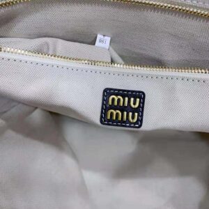 Miu Miu Women IVY Leather Bag with Leather Lettering Logo-Black