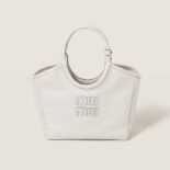 Miu Miu Women IVY Leather Bag with Leather Lettering Logo-White