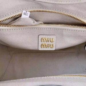 Miu Miu Women IVY Leather Bag with Leather Lettering Logo-White