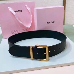 Miu Miu Women Leather Belt-Black 5CC589_2E6Y_F0002