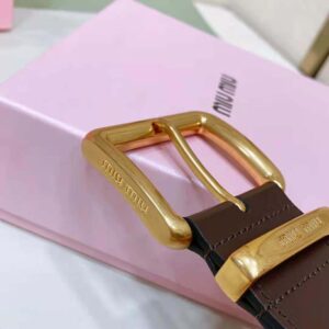 Miu Miu Women Leather Belt-Chocolate 5CC589_2E6Y_F0038
