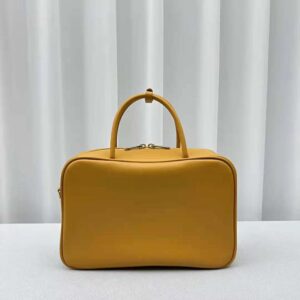 Miu Miu Women Leather Top-handle Bag with Embossed Lettering Logo-Orange