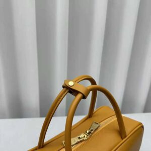 Miu Miu Women Leather Top-handle Bag with Embossed Lettering Logo-Orange