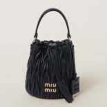 Miu Miu Women Matelassé Nappa Leather Bucket Bag-Black