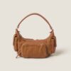 Miu Miu Women Pocket Nappa Leather Bag with Embossed Lettering Logo-Brown 11 Miu Miu Women Pocket Nappa Leather Bag with Embossed Lettering Logo-Brown