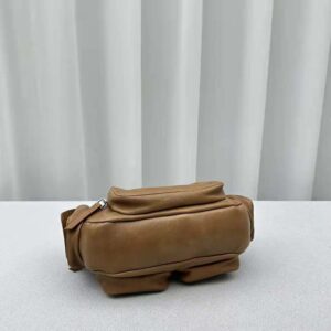 Miu Miu Women Pocket Nappa Leather Bag with Embossed Lettering Logo-Brown