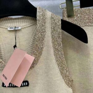 Miu Miu Women Silk Knit Top-Beige MMV155_13Q1_F0061