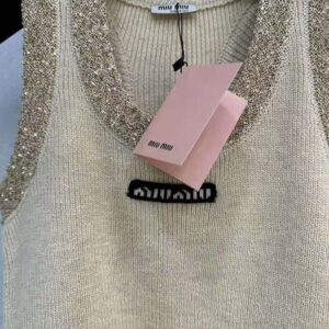 Miu Miu Women Silk Knit Top-Beige MMV155_13Q1_F0061