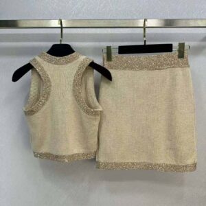 Miu Miu Women Silk Knit Top-Beige MMV155_13Q1_F0061