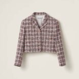 Miu Miu Women Single-breasted Check Jacket With Embroidered Miu Miu Logo