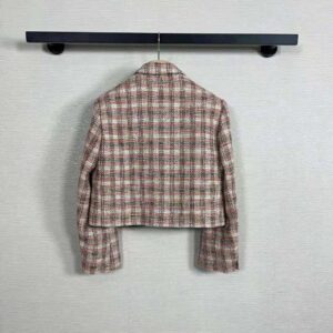 Miu Miu Women Single-breasted Check Jacket With Embroidered Miu Miu Logo