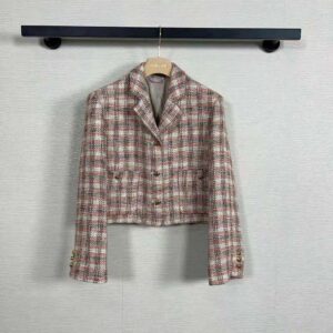 Miu Miu Women Single-breasted Check Jacket With Embroidered Miu Miu Logo