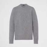 Prada Men Wool and Cashmere Crew-neck Sweater-Silver