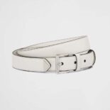 Prada Unisex N Leather Belt with Enameled-metal Triangle Logo-White F0009